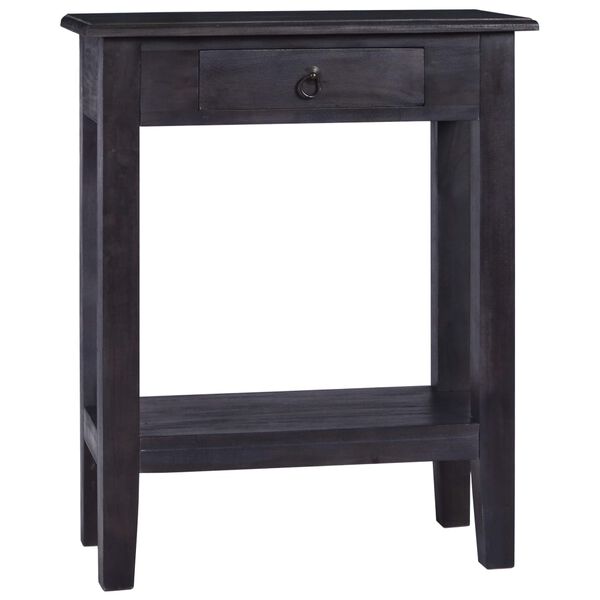 vidaXL Table console avec tiroir Noir 60x30x75 cm Bois d'acajou massif