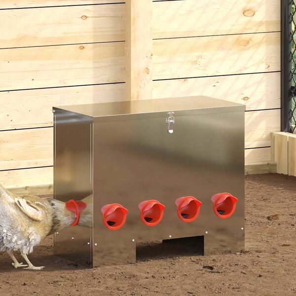 vidaXL Mangeoire pour poules Argent 60,5 x 29 x 51 cm Acier galvanis&eacute;