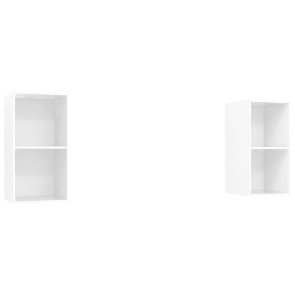 vidaXL Meubles TV muraux 2 pcs Blanc brillant Bois d'ing&eacute;nierie