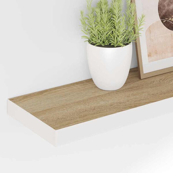 vidaXL &Eacute;tag&egrave;res flottantes 2 pcs Ch&ecirc;ne et blanc 90x23,5x3,8 cm MDF
