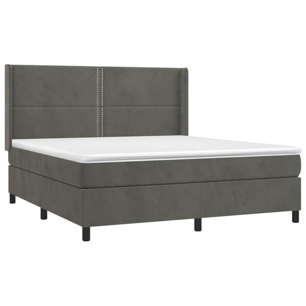 vidaXL Sommier &agrave; lattes de lit et matelas Gris fonc&eacute; 160x200cm Velours