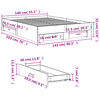 vidaXL Cadre de lit avec tiroirs sans matelas gris b&eacute;ton 140x190 cm
