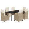 vidaXL Ensemble &agrave; manger de jardin et coussins 7 pcs beige poly rotin
