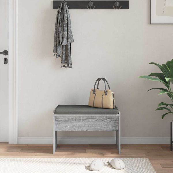 vidaXL Banc d'entr&eacute;e avec coussin Gris Sonoma 63 x 38 x 40 cm