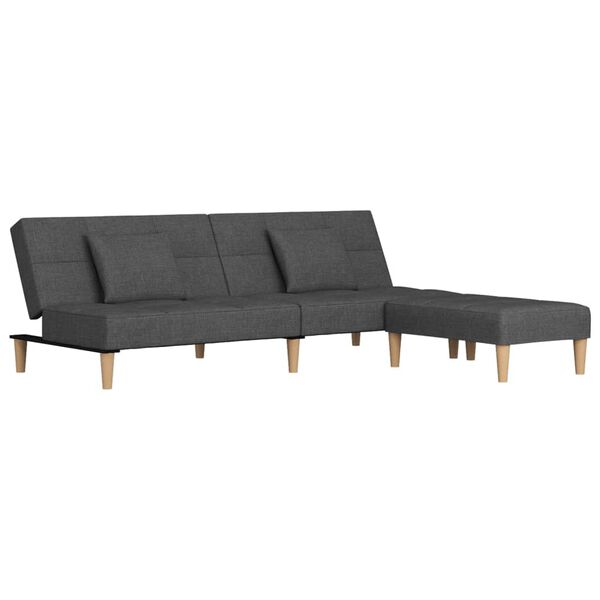 vidaXL Canap&eacute;-lit 2 places deux oreillers repose-pied Gris clair Tissu