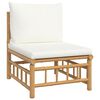 vidaXL Salon de jardin 8 pcs avec coussins blanc cr&egrave;me bambou