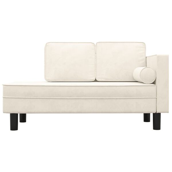 vidaXL Chaise longue avec coussins et traversin cr&egrave;me velours