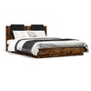 vidaXL Cadre de lit avec LED sans matelas ch&ecirc;ne fum&eacute; 150x200 cm