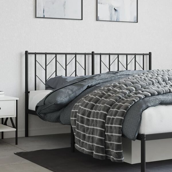 vidaXL T&ecirc;te de lit de remplacement m&eacute;tal noir 160 cm