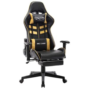 vidaXL Chaise de jeu avec repose-pied Noir et dor&eacute; Cuir artificiel