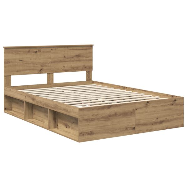 vidaXL Cadre de lit Ch&ecirc;ne artisan 140 x 190 cm Pin massif