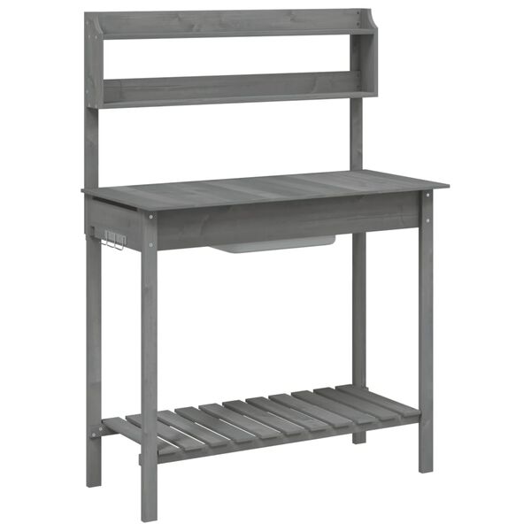 vidaXL Table de rempotage avec &eacute;vier gris bois massif de de sapin