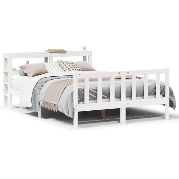 vidaXL Cadre de lit sans matelas blanc 140x190 cm bois de pin massif