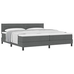 vidaXL Lit &agrave; ressorts avec t&ecirc;te de lit Gris fonc&eacute; 200 x 200 cm tissu