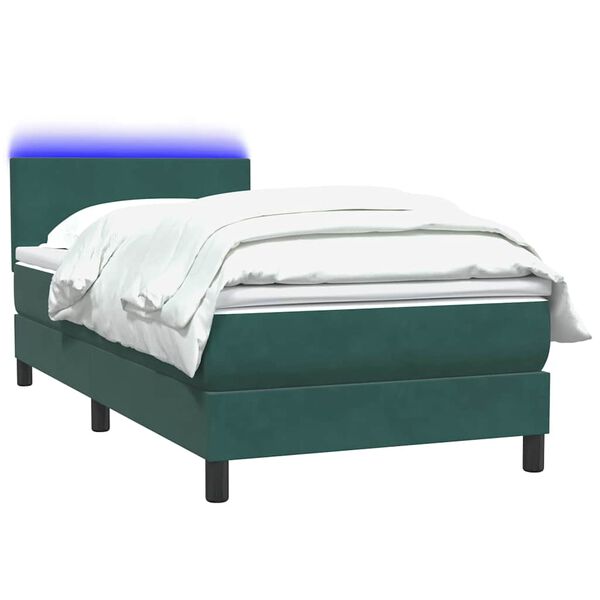 vidaXL Sommier à lattes de lit et matelas et LED vert foncé 90x220 cm velours