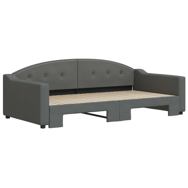 vidaXL Lit de jour avec gigogne sans matelas gris fonc&eacute; 100x200 cm