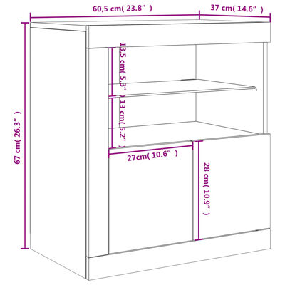 vidaXL Buffet avec lumières LED gris béton 60,5x37x67 cm