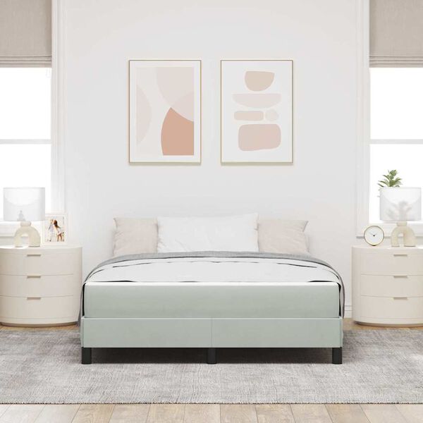 vidaXL Lit &agrave; ressorts avec matelas Gris clair 140 x 200 cm tissu