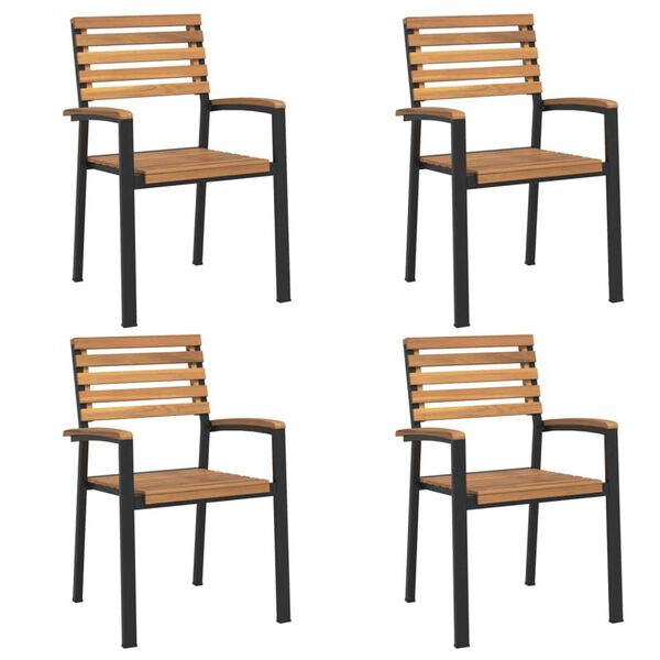 vidaXL Ensemble &agrave; manger de jardin 5 pcs bois d'acacia massif et m&eacute;tal