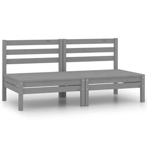 vidaXL Canap&eacute;s centraux de jardin 2 pcs gris bois de pin massif