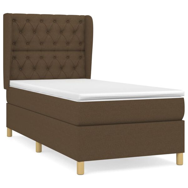 vidaXL Sommier &agrave; lattes de lit avec matelas Marron fonc&eacute; 80x200 cm