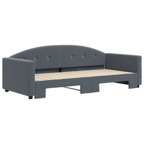 vidaXL Lit de jour avec gigogne sans matelas gris fonc&eacute; 90x200 cm