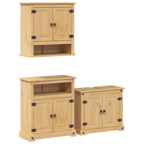 vidaXL Ensemble de meubles salle de bain 3 pcs Corona bois pin massif