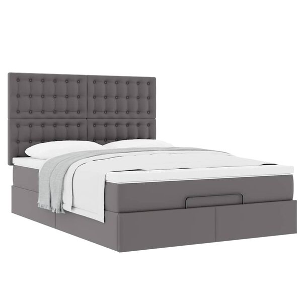 VidaXL Cadre de lit ottoman avec matelas gris 140x190 cm similicuir