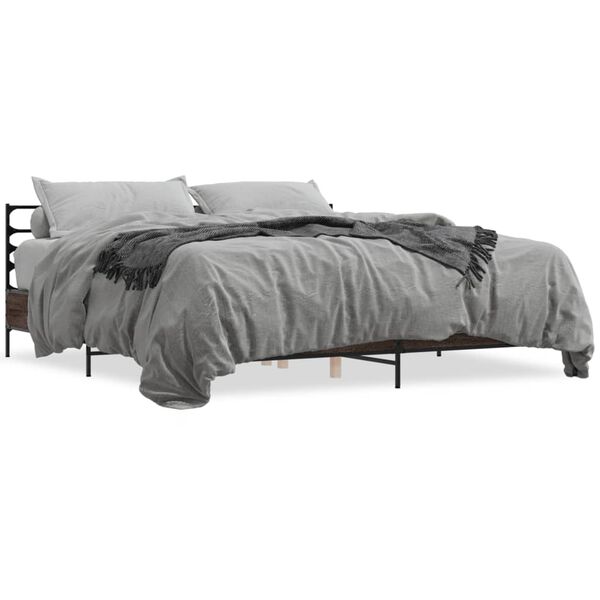vidaXL Cadre de lit sans matelas ch&ecirc;ne marron 200x200 cm