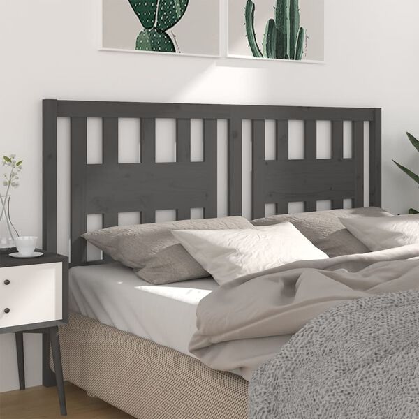 vidaXL T&ecirc;te de lit Gris 141x4x100 cm Bois massif de pin