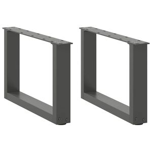 vidaXL Pieds de table basse en U, 2 pi&egrave;ces, anthracite, 50 x (30-31) cm, acier