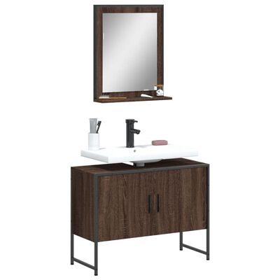 vidaXL Ensemble d'armoires de salle de bain 2 pcs chêne marron