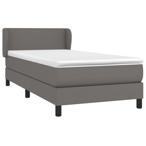 vidaXL Sommier &agrave; lattes de lit avec matelas Gris 90x190 cm Similicuir