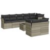 vidaXL Salon de jardin 9 pcs avec coussins gris clair r&eacute;sine tress&eacute;e