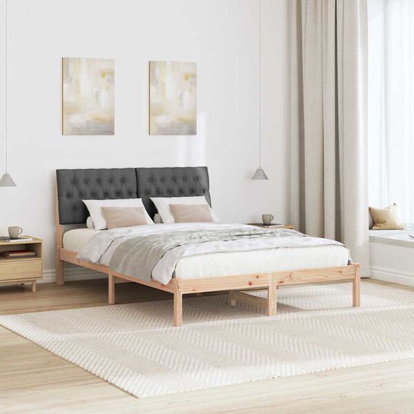 vidaXL Cadre de lit Gris fonc&eacute; 140 x 190 cm Pin massif