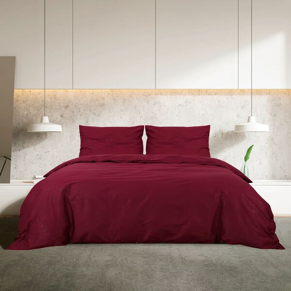 vidaXL Ensemble de housse de couette Bordeaux 220x240 cm Coton
