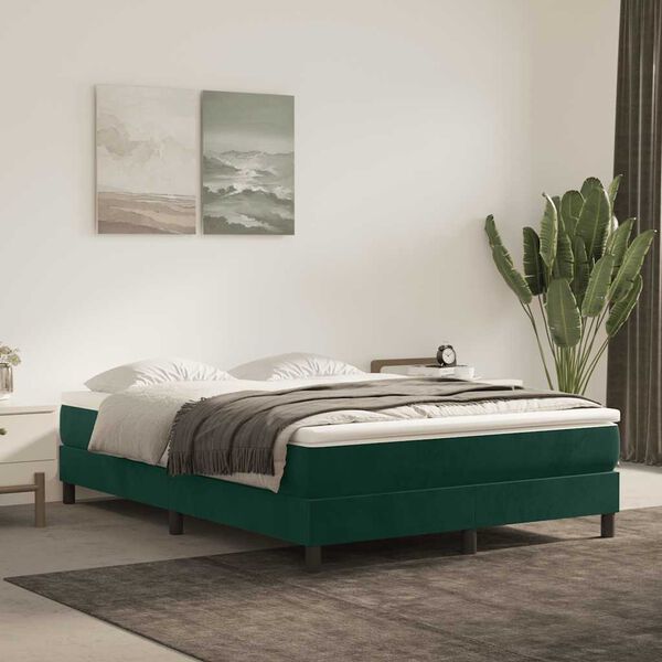 vidaXL Cadre de lit vert fonc&eacute; 140x200 cm velours