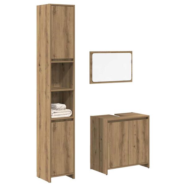 vidaXL Ensemble de meubles salle de bain 3 pcs bois d'ing&eacute;nierie