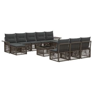 vidaXL Ensemble de canap&eacute; de jardin 11 pc Gris polyrotin