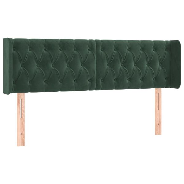 vidaXL Tête de lit à LED Vert foncé 163x16x78/88 cm Velours