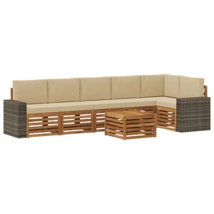 vidaXL Ensemble de canap&eacute; d'angle avec coussin 7 pcs Naturel et Beige