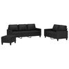 vidaXL Ensemble de canap&eacute;s 3 pcs avec coussins Noir Similicuir