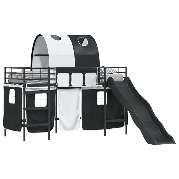 vidaXL Lit mezzanine pour enfants Noir 100 x 190 cm M&eacute;tал