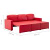 vidaXL Canap&eacute;-lit modulaire 3 places Rouge Similicuir