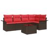 vidaXL Ensemble de canap&eacute; de jardin 6 pcs Marron polyrotin