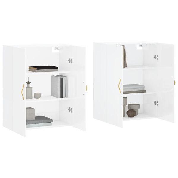 vidaXL Armoires murales 2 pcs blanc brillant 69,5x34x90 cm
