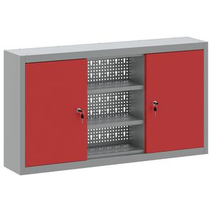 vidaXL Armoire &agrave; outils avec &eacute;tag&egrave;re Rouge et Gris 50 x 20 x 55 cm
