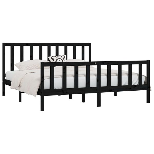 vidaXL Cadre de lit sans matelas noir 180x200 cm bois massif