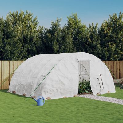 vidaXL Serre avec cadre en acier blanc 20 m² 5x4x2,3 m