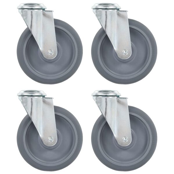 vidaXL 4 pcs Roulettes pivotantes à trou de boulon 125 mm
